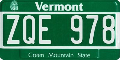 VT license plate ZQE978