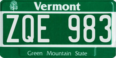 VT license plate ZQE983