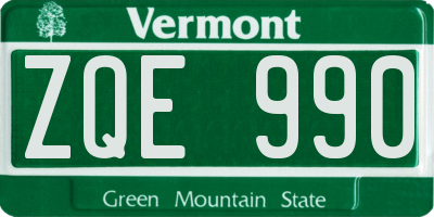 VT license plate ZQE990
