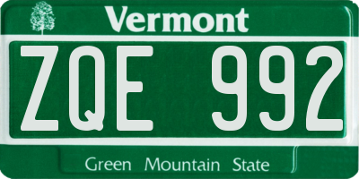 VT license plate ZQE992