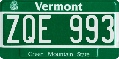 VT license plate ZQE993