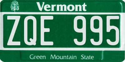 VT license plate ZQE995