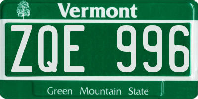 VT license plate ZQE996
