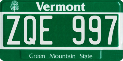 VT license plate ZQE997