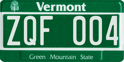 VT license plate ZQF004