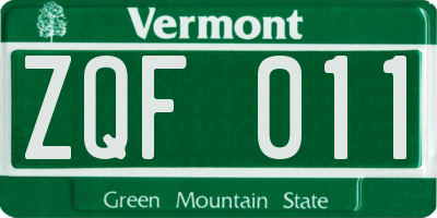 VT license plate ZQF011