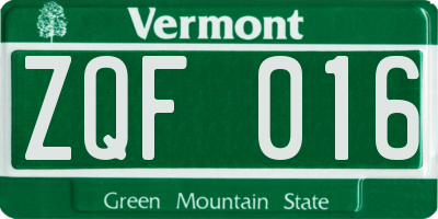 VT license plate ZQF016