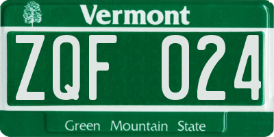 VT license plate ZQF024