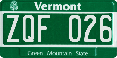 VT license plate ZQF026