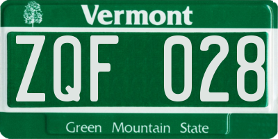 VT license plate ZQF028