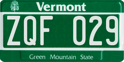 VT license plate ZQF029