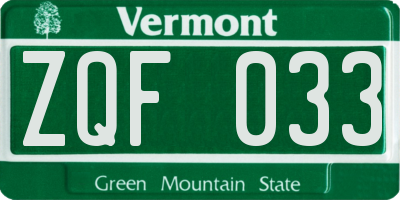 VT license plate ZQF033