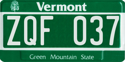 VT license plate ZQF037