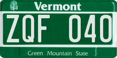 VT license plate ZQF040