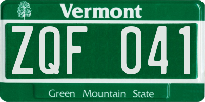 VT license plate ZQF041