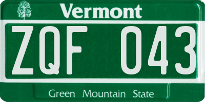 VT license plate ZQF043
