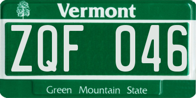 VT license plate ZQF046