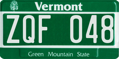 VT license plate ZQF048