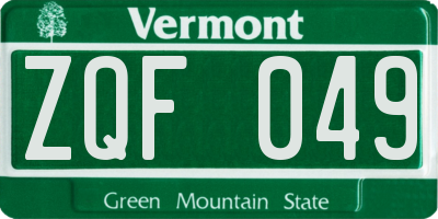 VT license plate ZQF049