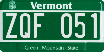 VT license plate ZQF051