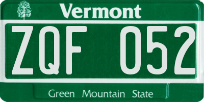 VT license plate ZQF052
