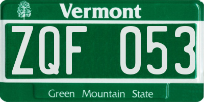 VT license plate ZQF053
