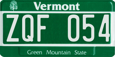 VT license plate ZQF054