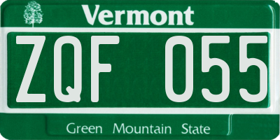 VT license plate ZQF055