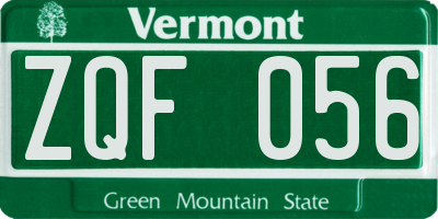 VT license plate ZQF056