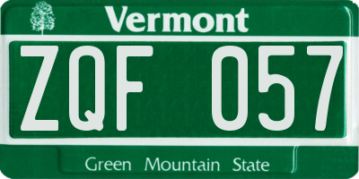 VT license plate ZQF057