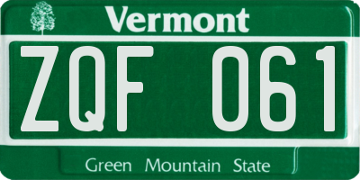 VT license plate ZQF061