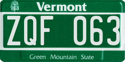 VT license plate ZQF063
