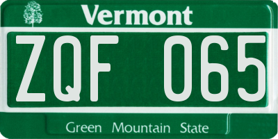 VT license plate ZQF065