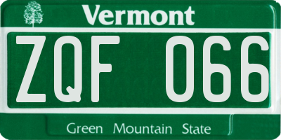 VT license plate ZQF066