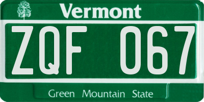 VT license plate ZQF067