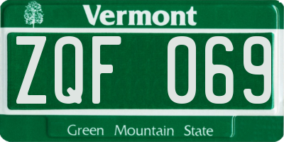 VT license plate ZQF069