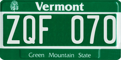 VT license plate ZQF070