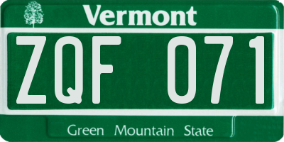 VT license plate ZQF071
