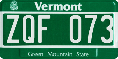 VT license plate ZQF073