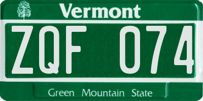 VT license plate ZQF074