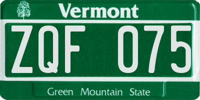 VT license plate ZQF075