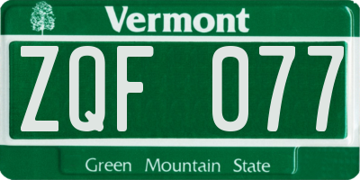 VT license plate ZQF077