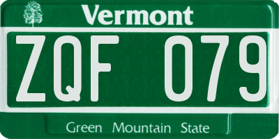 VT license plate ZQF079