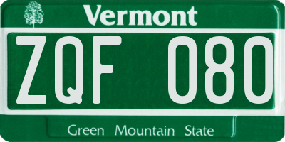 VT license plate ZQF080