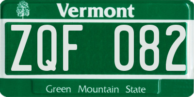 VT license plate ZQF082