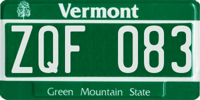 VT license plate ZQF083