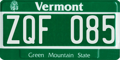 VT license plate ZQF085