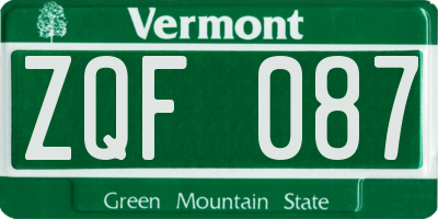 VT license plate ZQF087