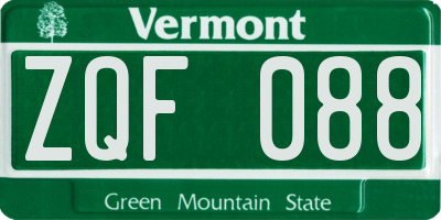VT license plate ZQF088