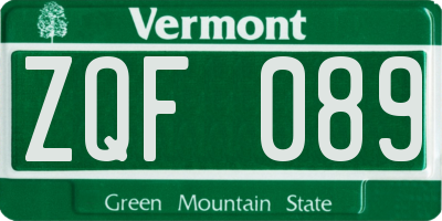 VT license plate ZQF089